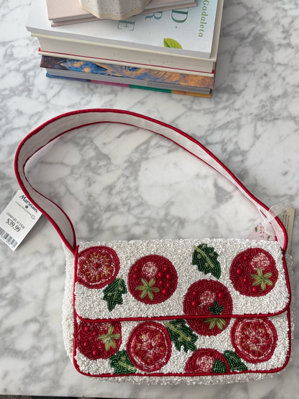 Viral Tomato Beaded Bag
